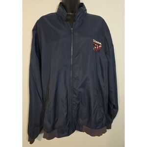 Carnival‎ Cruise Line Windbreaker Mens Medium Blue Nylon Hidden Hood Vintage